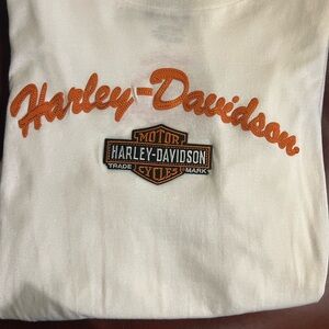 Harley-Davidson White Tee with Orange Embroidery